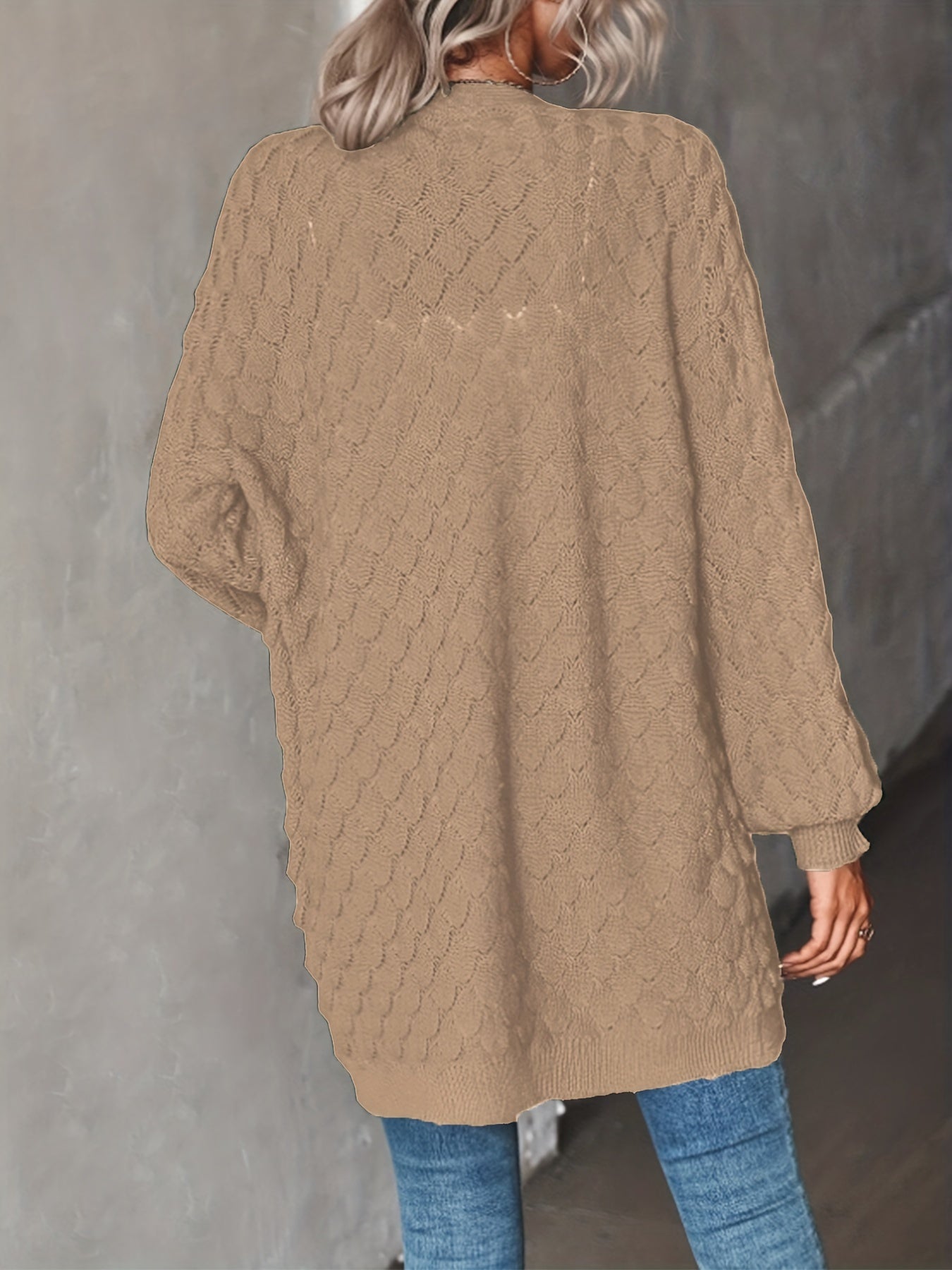 Casual Cardigan Women's Plus Knitted Long Sleeve Open Front Medium Str