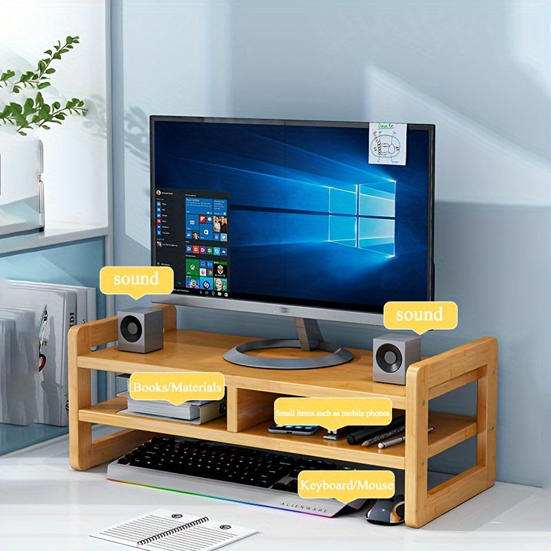 Nanzhu Wood Desktop Display Storage Shelf for Office