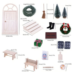 Elf Door Christmas Decor Flower Vine Wreath Mini Tree Gift Boxes