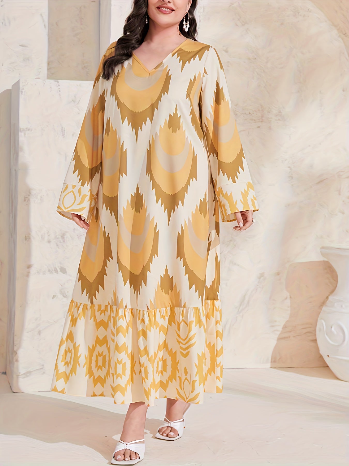  Colorblock Maxi Dress Women's Abaya