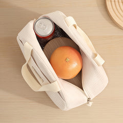 Large Capacity Insulated Lunch Bag, Beige, Portable & Stylish, Durable Tin Mater