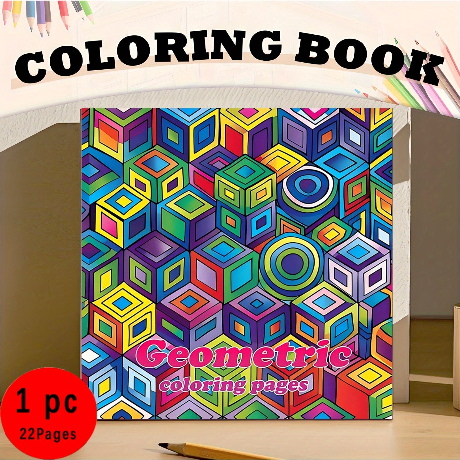Geometric Shadows Coloring Book with Hidden Pigments