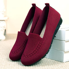 Women's Knitted Solid Loafers Lightweight Non slip Flat Slip On Shoes