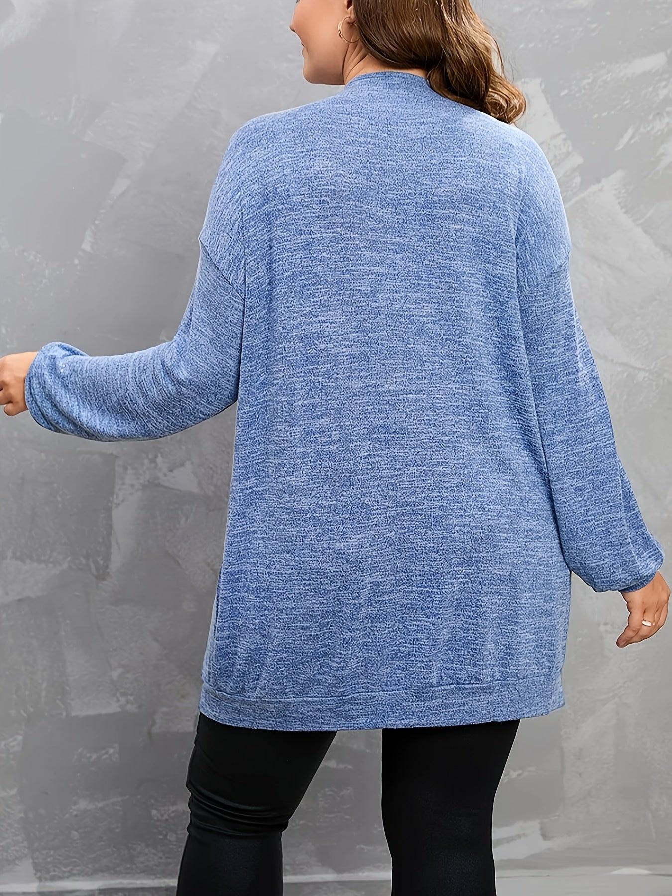  Heathered Button Up Long Sleeve Cardigan