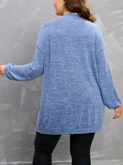  Heathered Button Up Long Sleeve Cardigan