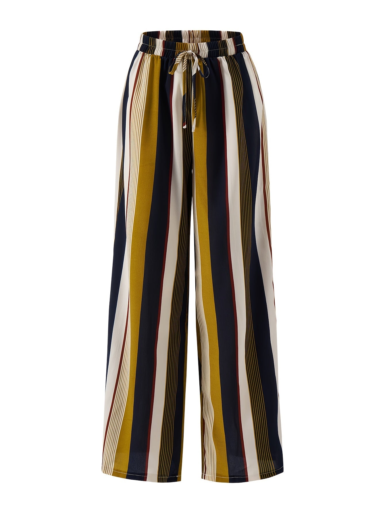 Stripe Print Two piece Set Sleeveless Cami Top & Tie waist Pants