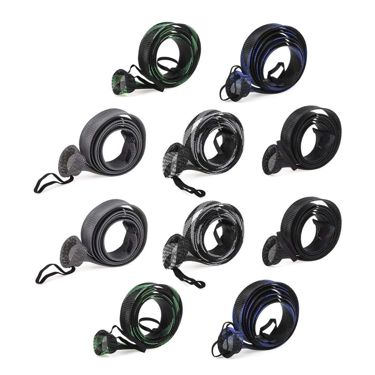 10pcs Leofishing Fishing Rod Sleeve 74 8in Braided Mesh Rod Cover with Straps
