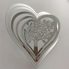 Heart Tree Of Life Wind Spinner Stainless Steel Hanging Decor