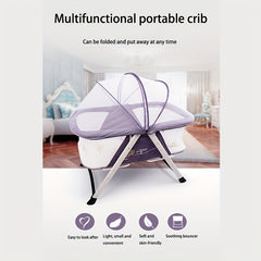 Portable Multifunctional Crib with Wheels for Newborns
