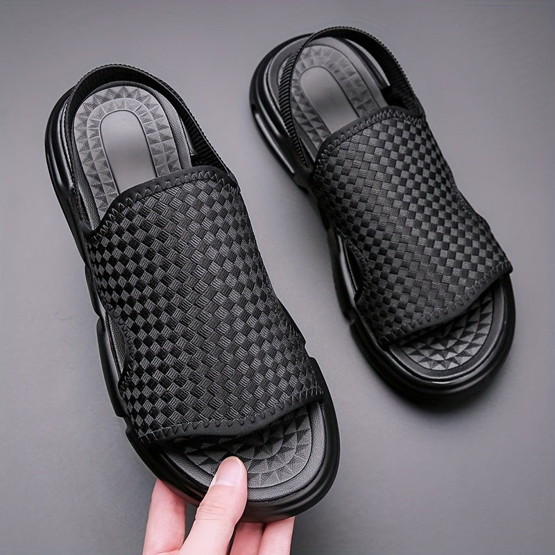 Men's Plaid Slip On Slide Sandals for Summer