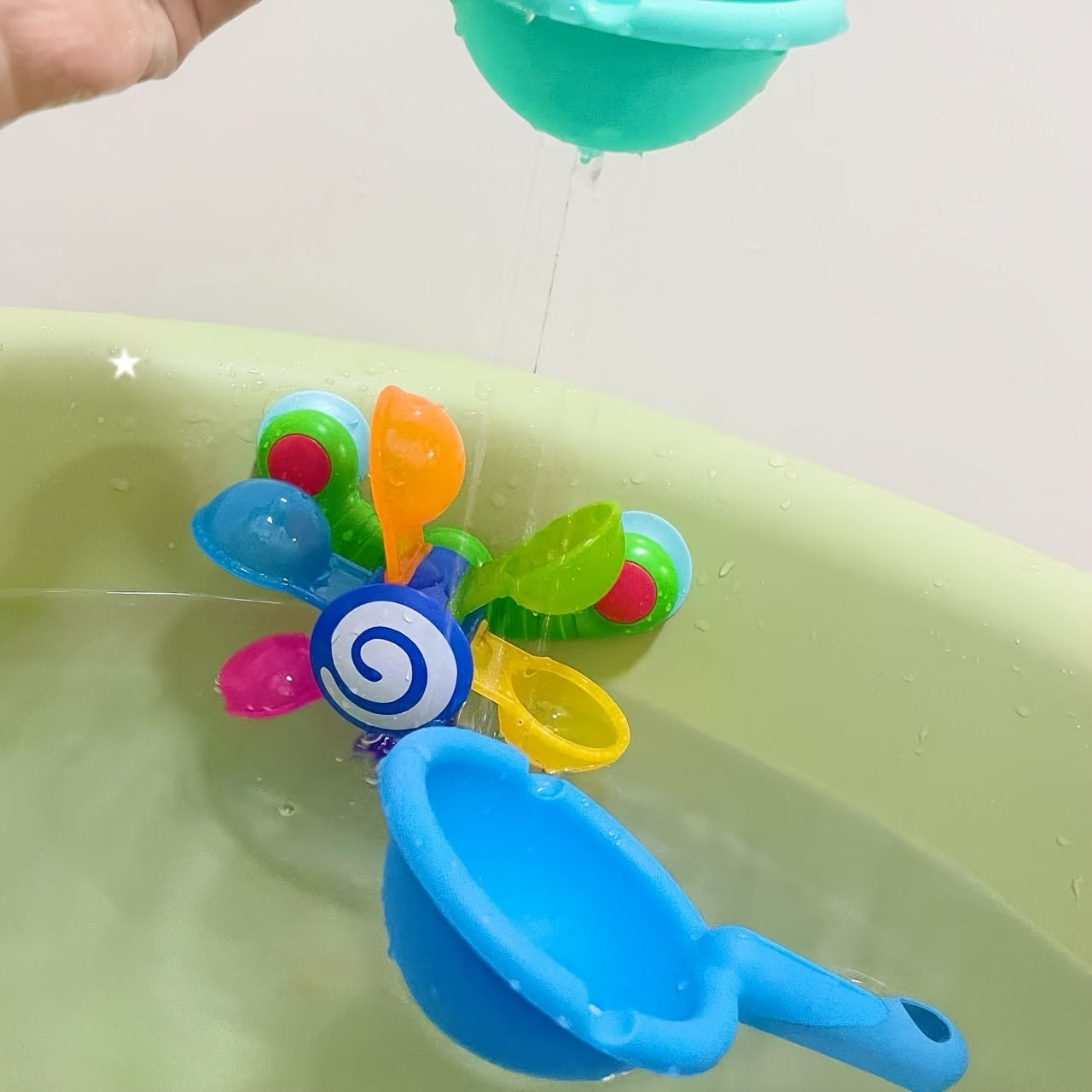 Kids Bath Windmill Spinner Toy with 2 Scoops - Gift for Bathtub & Pool