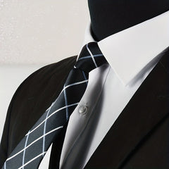 1pc Men's Business Dress Zip Tie Groom Wedding Pure Red And Red Stripes