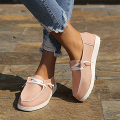 Women's Canvas Lace Up Walking Sneakers Low Top Flat Loafers
