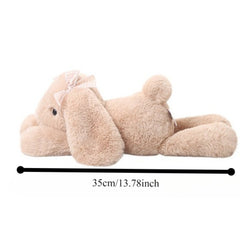 Soft Beige Rabbit Plush w/ Expressive Eyes & Fluffy Ears Pink Bow Tie Stuffed An