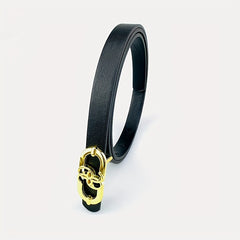 Golden Snap Buckle Belt Solid Frosted Casual Belt For Women