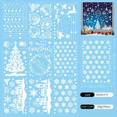 Christmas Window Stickers Elk Wreath Tree Decor