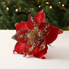 Christmas Flower Red Golden Blooming Tree Decoration