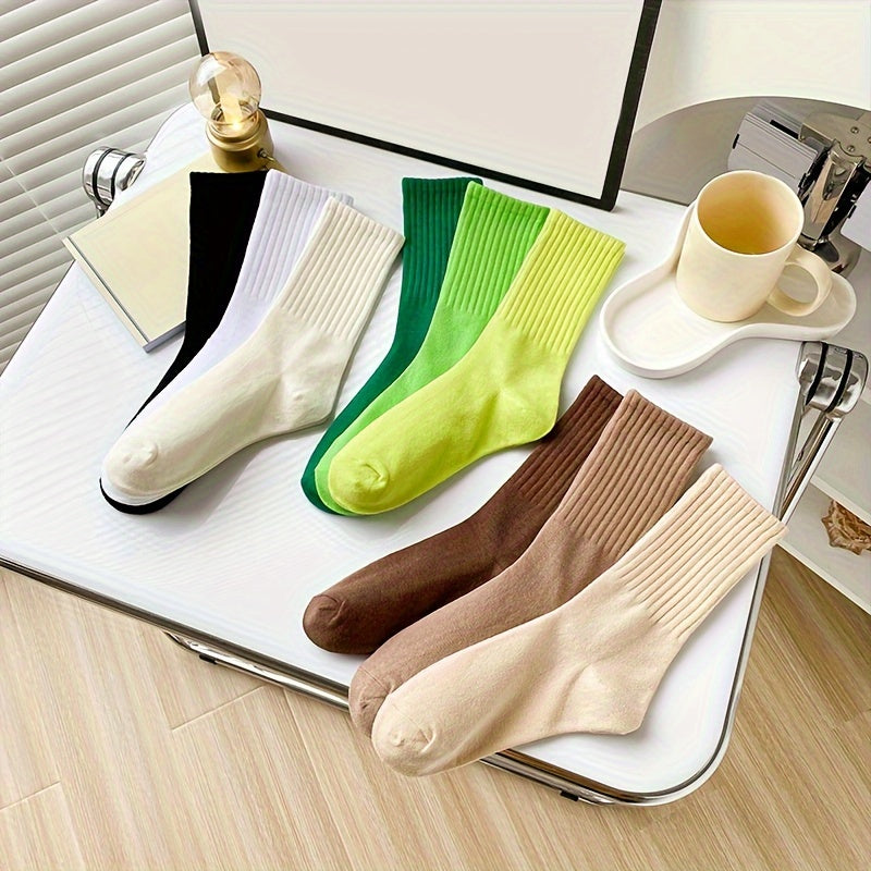 9 Pairs Solid Socks Comfy & Breathable Women's Stockings