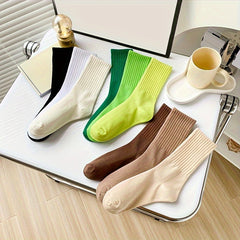 9 Pairs Solid Socks Comfy & Breathable Women's Stockings