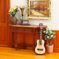 European Retro Semi-circular Dining Table Home Decor Chestnut Color
