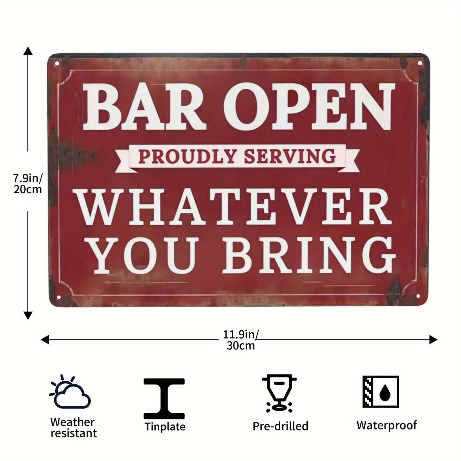 Funny Backyard Bar Tin Sign - Bring Your Own Beer Alcohol Drinks Fun Wall Decor
