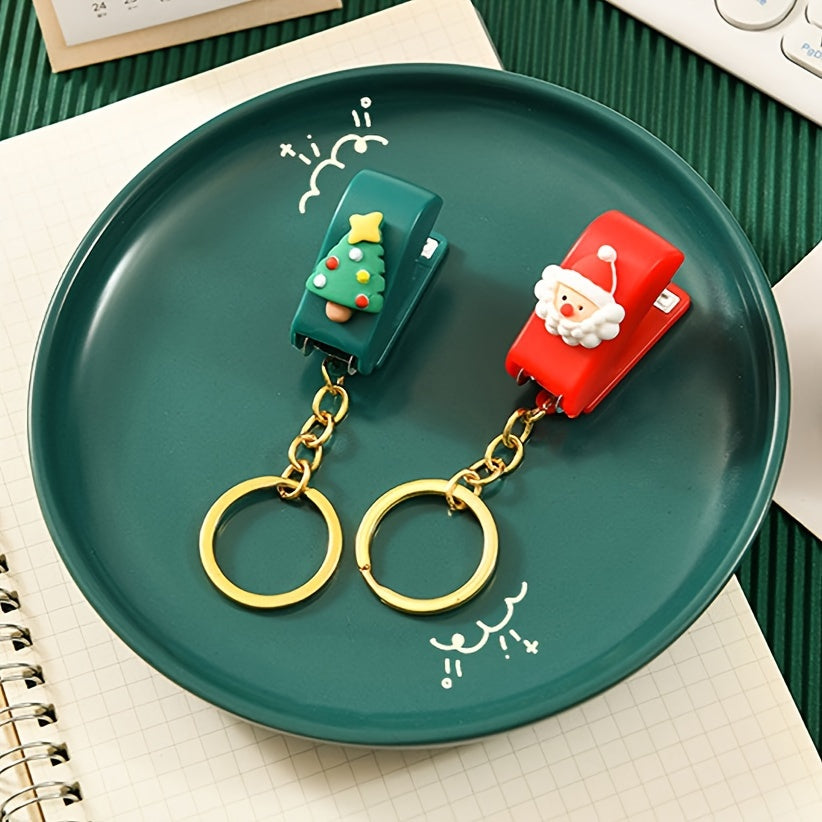 Christmas Mini Stapler Small Stapler With Keychain - Small Gift