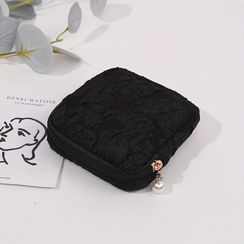 Rose Embossed Powder Makeup Bag Large Capacity Portable Clutch Bag