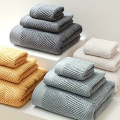 3pcs Pure Cotton Towel Set Bath Square Face Household Absorbent Quick Drying