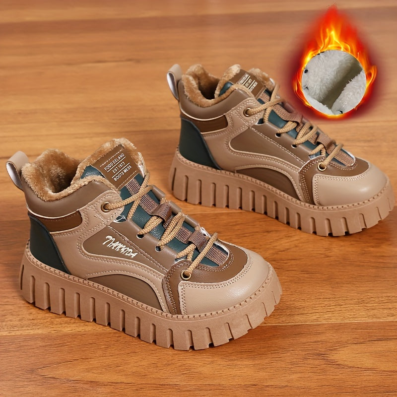 Women's Plush Winter High Top Board Shoes Height Increased Sneakers