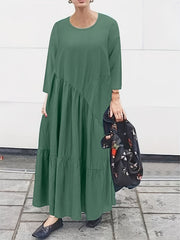  Solid Long Sleeve Maxi Dress