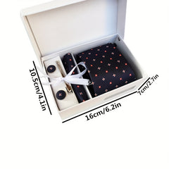 Men's Tie Dot Flower Striped Necktie Set