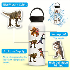 50pcs Realistic Dinosaur Stickers for Luggage Skateboard Motorcycle Decoration