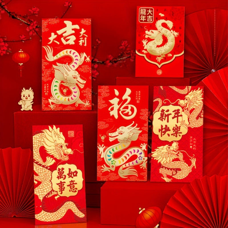 6pcs Traditional Mixed Red Envelopes 3D Lucky Money Envelope