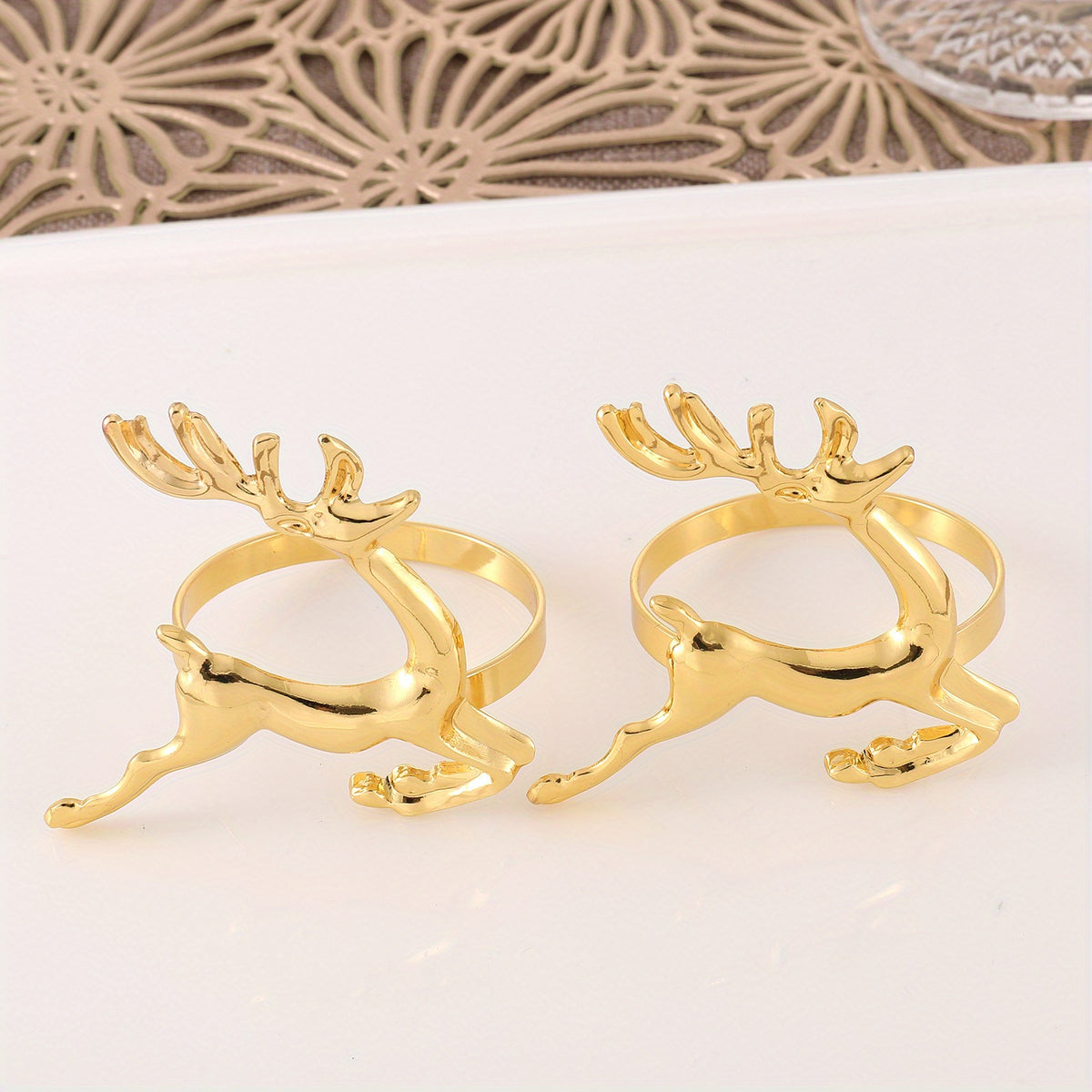 6pcs Christmas Deer Napkin Rings for Table Settings