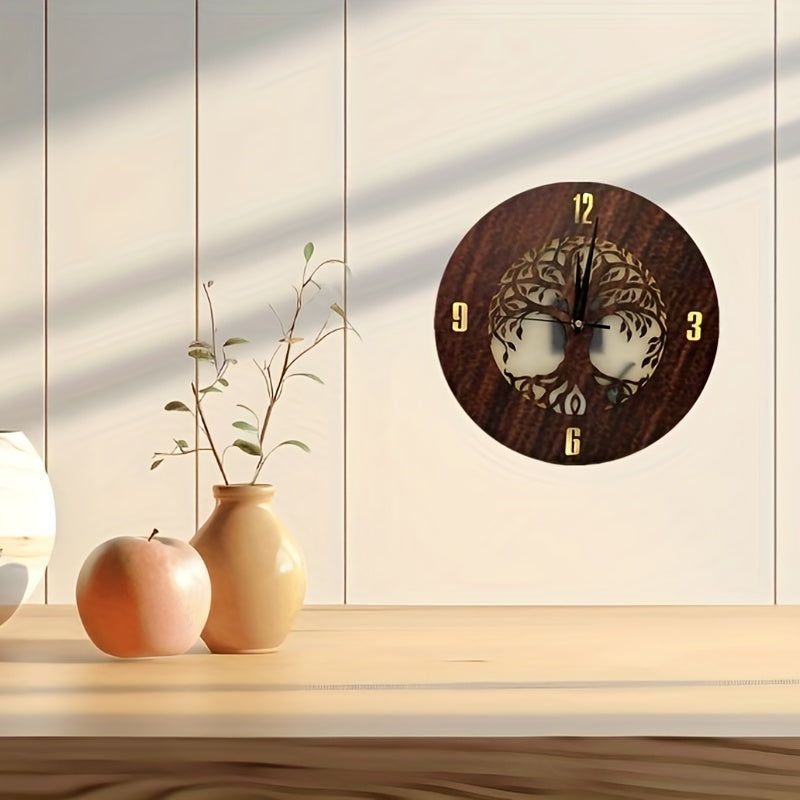 Children's Room Clock Lamp Laser Carving Tree Of Life Shape