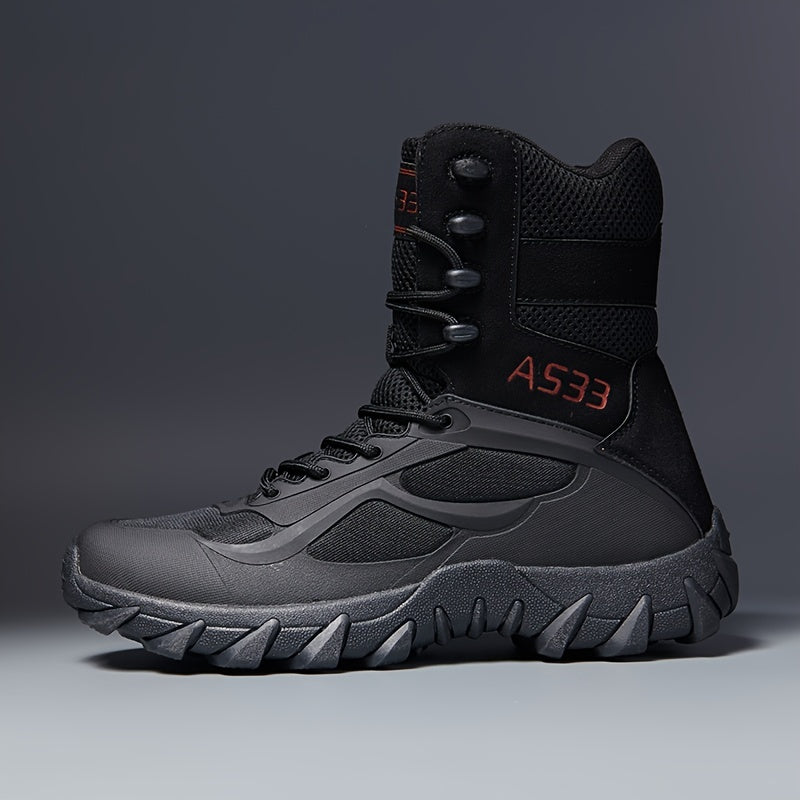 Men's High Top Tactical Boots - Lace Up Outdoor Footwear