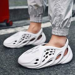 Men's Outdoor Hollow Out Slip On Foam Slides Anti-skid Beach Shoes