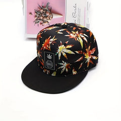 Leaf Print Snapback Hat Unisex Baseball Cap Lightweight Sunshade Dad Hat