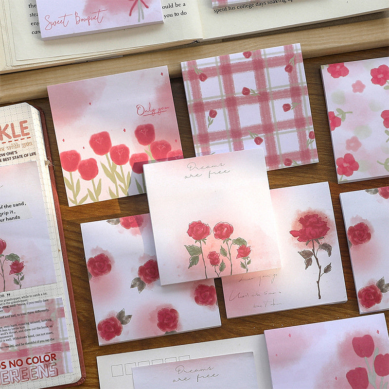 Rose Tulip Flower Printed Sticky Notes