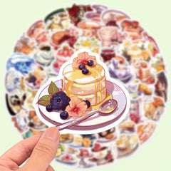 50pcs Dessert Afternoon Tea Stickers Sweets and Snacks Vinyl Decals