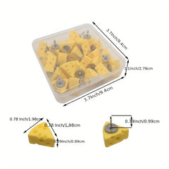 12pcs Decorative Push Pins For Cork Board, Cheese Thumb Tacks For Bulletin Board