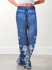  Floral Print Wide Leg Trousers