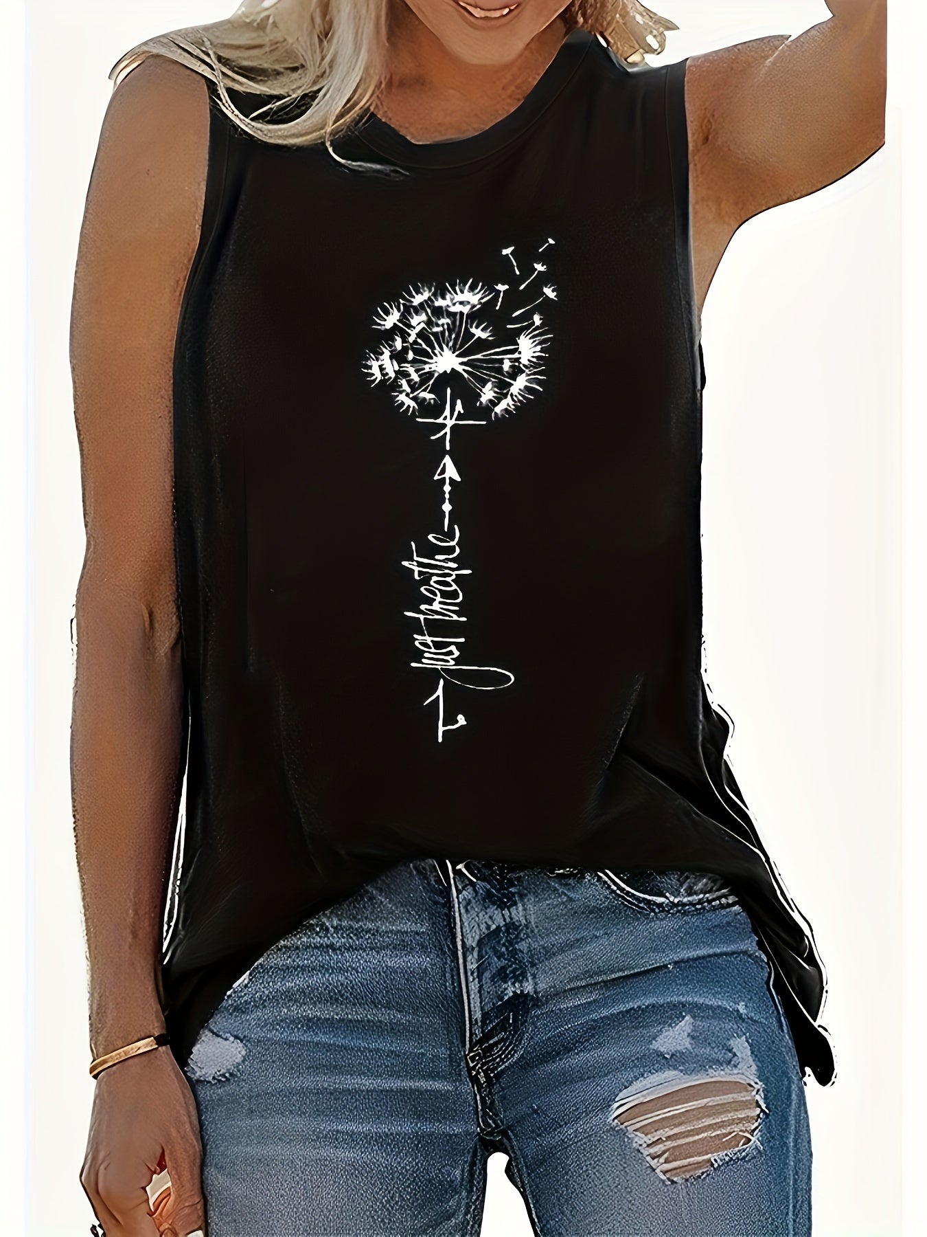 Leopard Letter Print Tank Top for Summer Women's Clothing