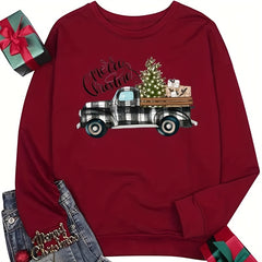 Christmas Car Tree Heat Transfer Sticker DIY Iron On Patch Retro Red Car