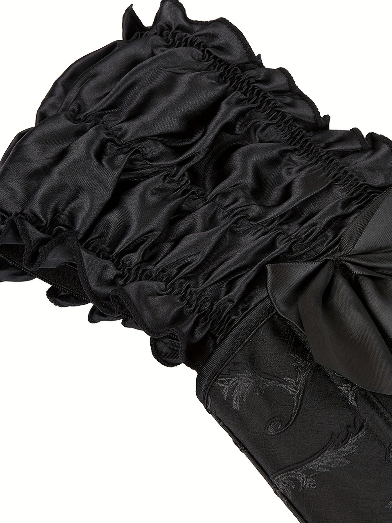 Ruffle Corset Bustier Front Buckle Lace Up Puff Sleeve Body Shaper