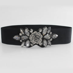 Elastic Rhinestone Wide Belt for Women Ladies