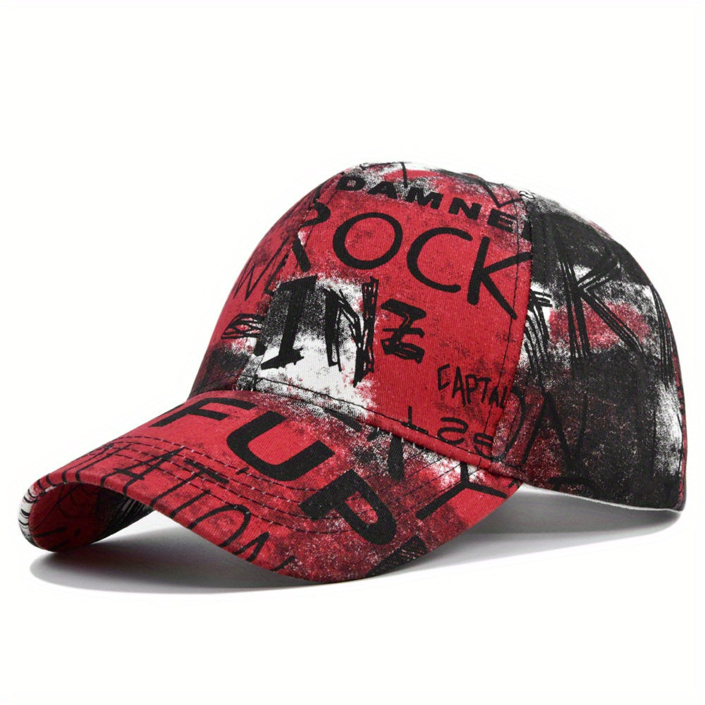 Vintage Graffiti Print Baseball Cap Casual Hip Hop Dad Hat Adjustable Sunscreen