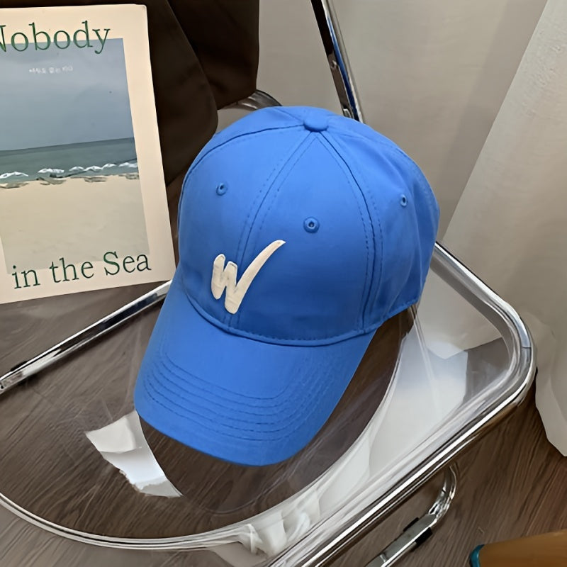 Inclined W Embroidery Baseball Cap Women Casual Sunscreen Sports Hat
