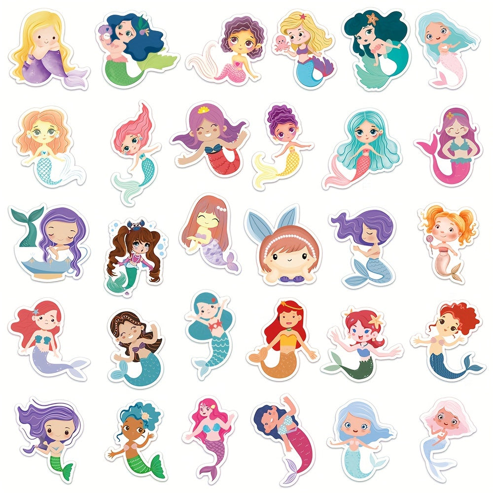60pcs Cartoon Mermaid Stickers Waterproof Vinyl Decals