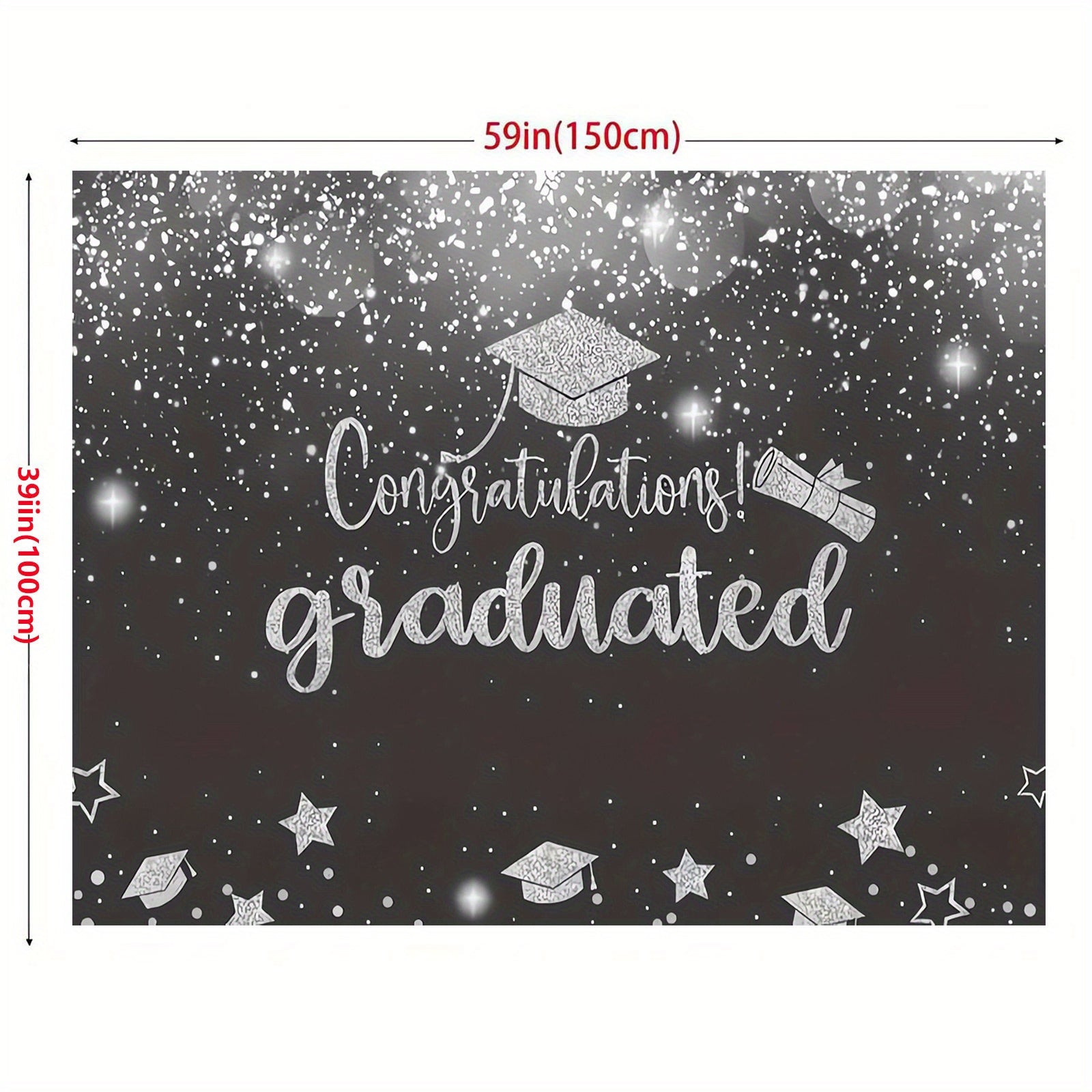 Silver Glitter Graduation Party Backdrop Photo Booth Prop